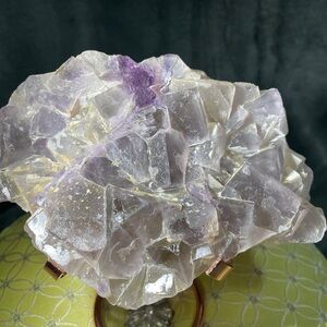 Raw crystal- natural cubic form purple fluorite gorgeous 2 shades of purple 6”x4